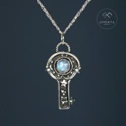 omerta,klucz,magia,kamień księzycowy - Wisiory - Biżuteria