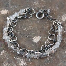 srebrny łańcuch z kryształem herkimer - Bransoletki - Biżuteria