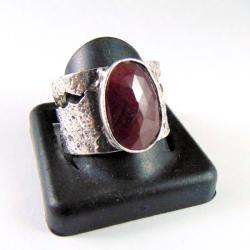 pierścionek srebrny z rubinem - Pierścionki - Biżuteria