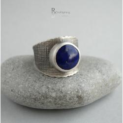 szeroki pierścionek,obrączka z kamieniem - Pierścionki - Biżuteria