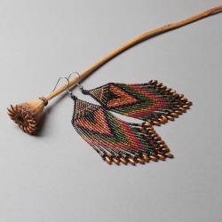 kolczyki indiańskie,z fredzlami,kolorowe - Kolczyki - Biżuteria