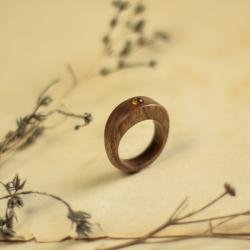 pierścionek z cytrynem,drewniany pierścionek - Pierścionki - Biżuteria