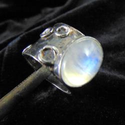 pierścionek srebrny z kamieniem księżycowym - Pierścionki - Biżuteria