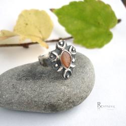 romantyczny pierścień kamień słoneczny,heliolit - Pierścionki - Biżuteria