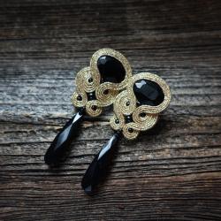 złoto czarne,eleganckie kolczyki - Kolczyki - Biżuteria