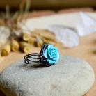 Pierścionki pierścione,z miedzi,róża,niebieska róża,wire-wrapp