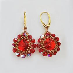 kolczyki Rubinowo złote Swarovski - Kolczyki - Biżuteria
