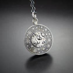 srebrny,dwustronny,wisior,z płatkiem śniegu - Naszyjniki - Biżuteria