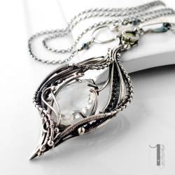 naszyjnik srebrny wire wrapping,srebro,kryształ - Naszyjniki - Biżuteria