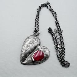 srebrny wisior serce,srebro oksydowane - Wisiory - Biżuteria