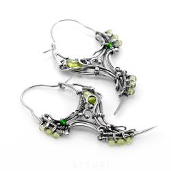 zielony,peridot,wirewrapping,unikatowe - Kolczyki - Biżuteria