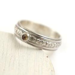 obrączka,pierścionek,cytryn,kwiaty,romantyczna - Pierścionki - Biżuteria