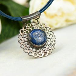 naszyjnik,lap[is lazuli,srtebro,ażurowy - Naszyjniki - Biżuteria