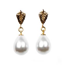 kolczyki,srebro złocone,perły krople,eleganckie - Kolczyki - Biżuteria