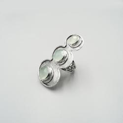 Srebrny pierścionek z fasetowanymi chalcedonami - Pierścionki - Biżuteria