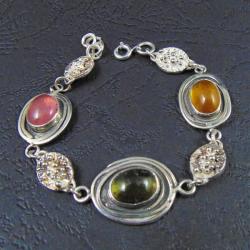 Bransoletka srebrna z turmalinami - Bransoletki - Biżuteria