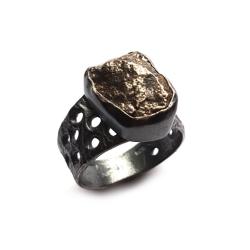 meteoryt,srebrno,szarości,meteoryt,srebro,unisex - Pierścionki - Biżuteria
