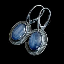 kyanit,blask,srebrne,retro,okazałe,blue,jesienne - Kolczyki - Biżuteria