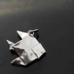 rybka origami,srebrne origami,origami wisiorek - Wisiory - Biżuteria