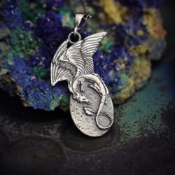 biżuteria fantasy,wisiorek smok ze srebra - Wisiory - Biżuteria