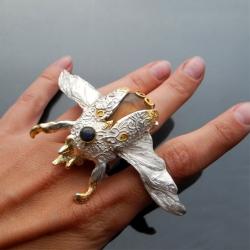 żuk,duży pierścień,oryginalny pierścionek,robak - Pierścionki - Biżuteria