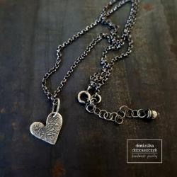 srebro,serce,surowe,oksydowane - Naszyjniki - Biżuteria