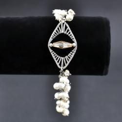 bransoletka ślubna z perłami,gronka,kobieca, - Bransoletki - Biżuteria