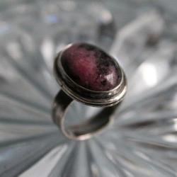 pierścionek,srebro,rodonit,czarny,różowy,925, - Pierścionki - Biżuteria