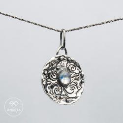 omerta,srebro,medalion,kamień księżycowy - Pierścionki - Biżuteria