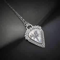 srebrny,naszyjnik,romantyczny,z drzewem - Naszyjniki - Biżuteria