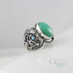 zielony pierścień,unikatowy pierścionek - Pierścionki - Biżuteria