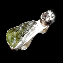 mołdawit,blask,srebrny,butelkowy,zieleń,meteoryt - Wisiory - Biżuteria