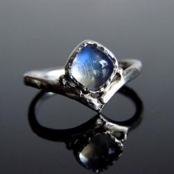 Kamień księżycowy,pierścionek,srebro,Unikat - Pierścionki - Biżuteria