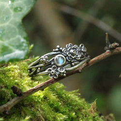 pierścionek srebrne kwiaty,labradoryt,gałązki - Pierścionki - Biżuteria