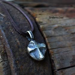 srebrny krzyż,surowy krzyż,surowe srebro - Naszyjniki - Biżuteria