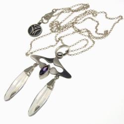 srebrny wisior z kryształami swarovskiego - Wisiory - Biżuteria