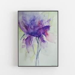 fioletowa akwarela,kwiat,obraz na ściane - Obrazy - Wyposażenie wnętrz