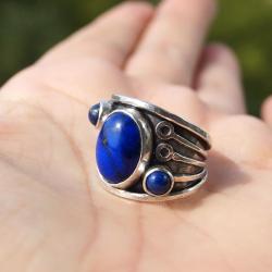 Srebrny pierścionek z lapis lazuli - Pierścionki - Biżuteria