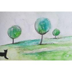 bajka,drzewa,kot - Obrazy - Wyposażenie wnętrz