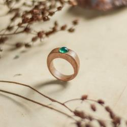 pierścionek z agatem,drewniany pierścionek - Pierścionki - Biżuteria