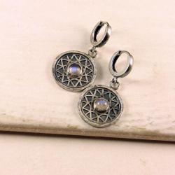 srebrne kolczyki z kamieniem księżycowym - Kolczyki - Biżuteria
