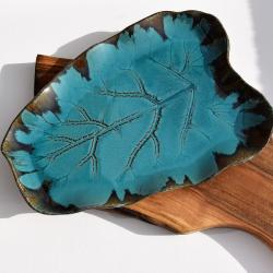 ceramika hand made,patera,talerz,liść, - Ceramika i szkło - Wyposażenie wnętrz