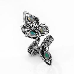 opal,pierścionek z opalem,srebrny,litori - Pierścionki - Biżuteria