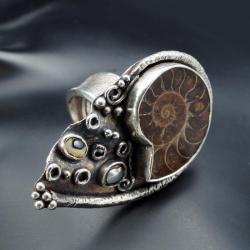 srebrny pierścionek z amonitem - Pierścionki - Biżuteria