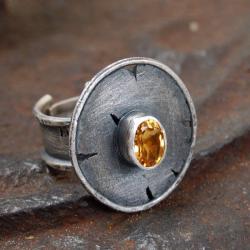 srebrny pierścionek z cytrynem - Pierścionki - Biżuteria
