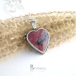 rodonit,różowy kamień,love,serce - Wisiory - Biżuteria