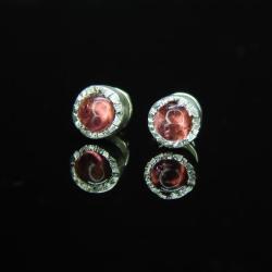 mini kolczyki srebro,turmalin,sztyfty,różowy - Kolczyki - Biżuteria