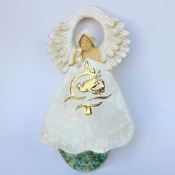 anioł ceramika chrzest św pozłacanychrzciny - Ceramika i szkło - Wyposażenie wnętrz