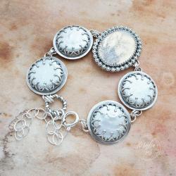 srebrna,bransoletka,z perłami i kwarcem - Bransoletki - Biżuteria