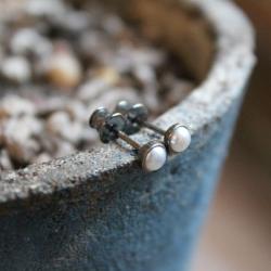srebro sztyfty perły - Kolczyki - Biżuteria